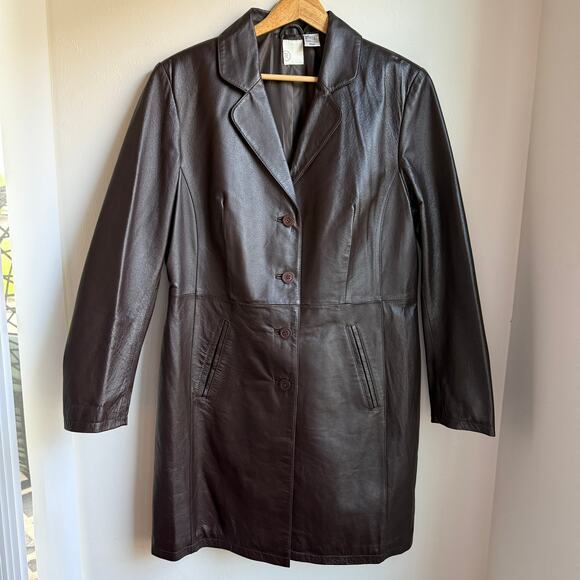 All Saints Jackets & Blazers - All Saints Archival 4‑Button Longline Pig Nappa Leather Coat Size 12